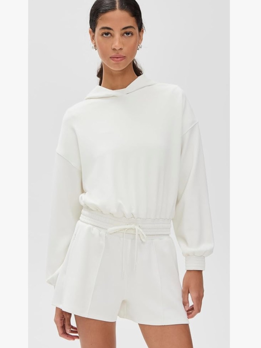 Sweaty Betty ($72.00) NWT Sand Wash CloudWeight Crop Hoodie - Lily White
